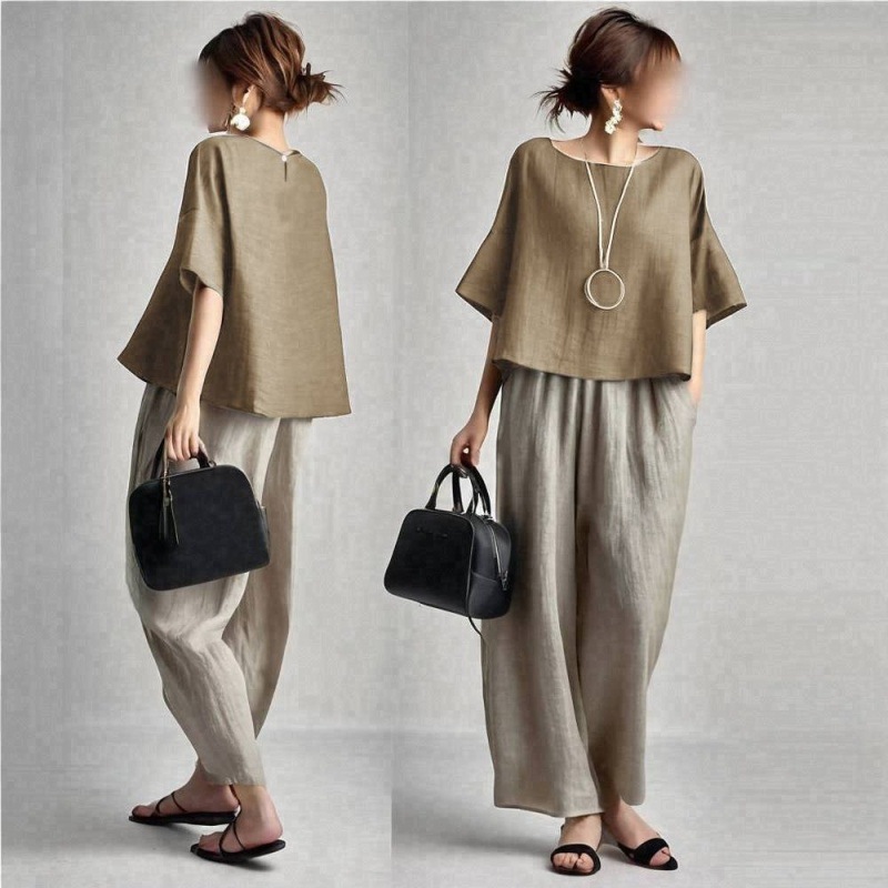 Ensemble deux pièces pour femm - Linen Pant Wide avis et prix