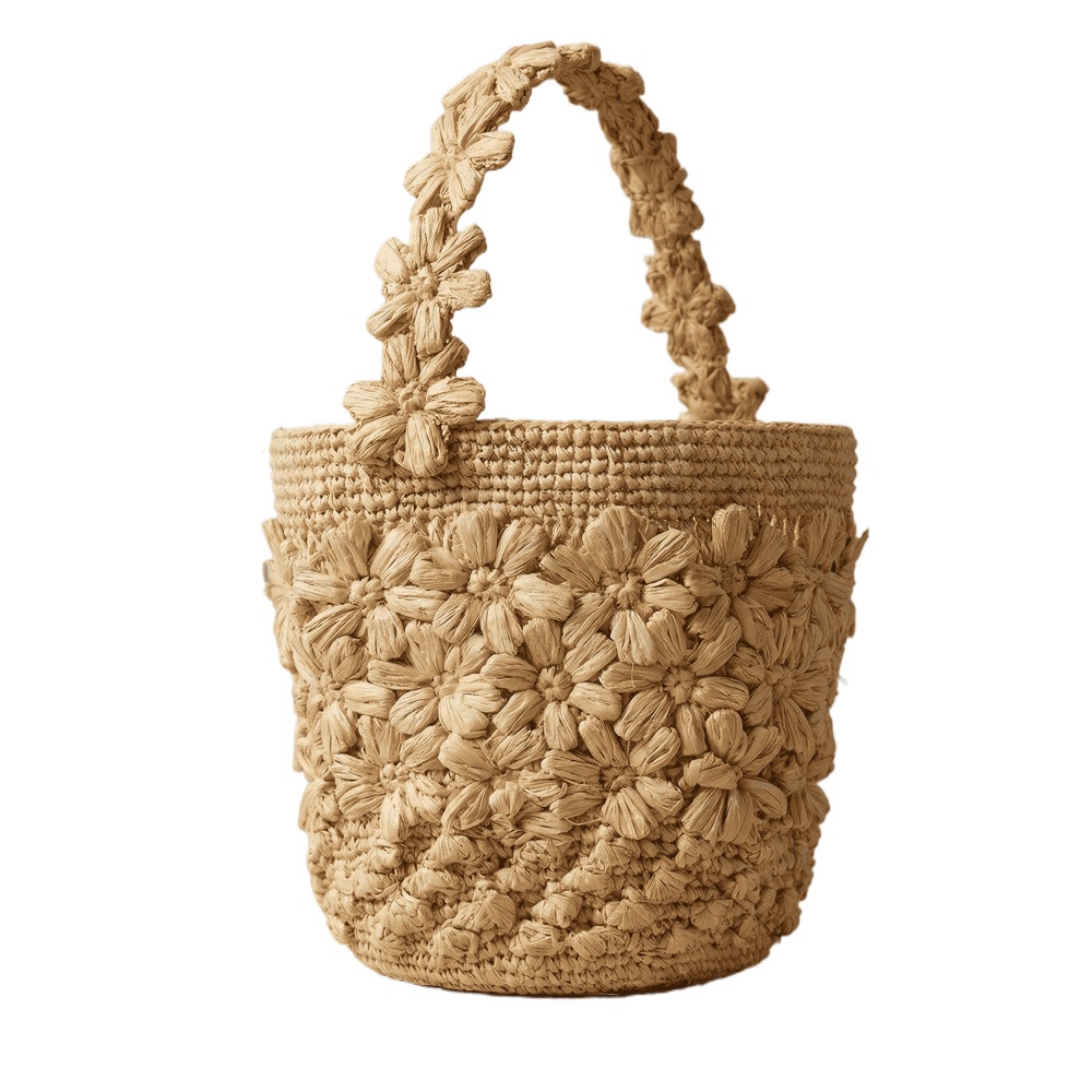 Sac seau en raphia tressé pour - Crochet Bag Raffia avis et prix