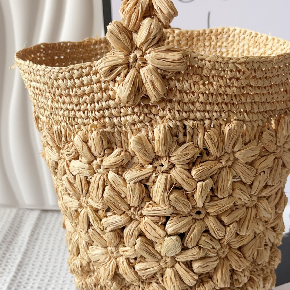 Sac seau en raphia tressé pour - Crochet Bag Raffia avis et prix
