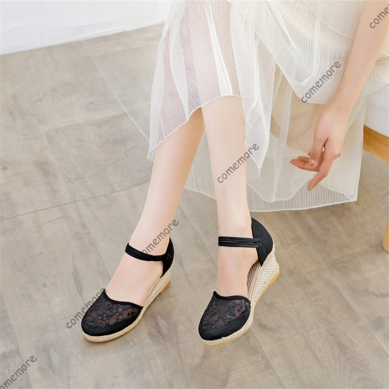 Sandales compensées en dentell - Wedge Espadrille Women avis et prix
