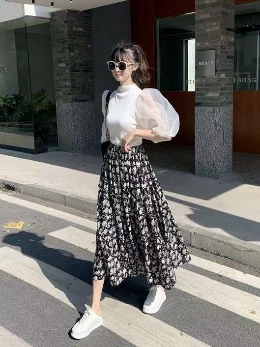 Jupe midi évasée à imprimé flo - Midi Skirt Floral avis et prix